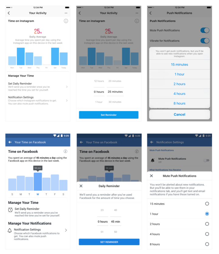 see how many minutes you use on Instagram and Facebook